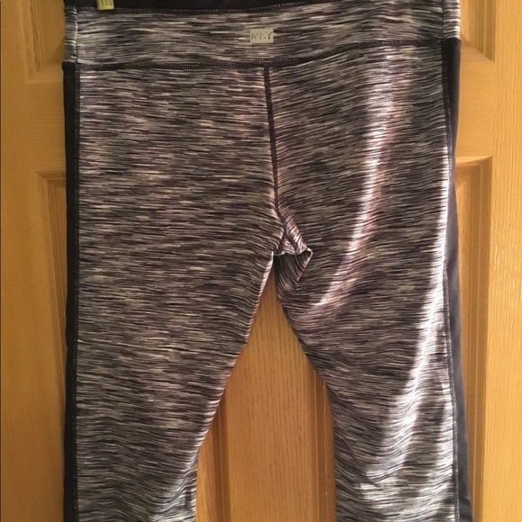 MNY Black, White, Gray Striped Capri Leggings - Picture 3 of 6